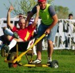 Injured player picked up in motorized wheelbarrow in Romania